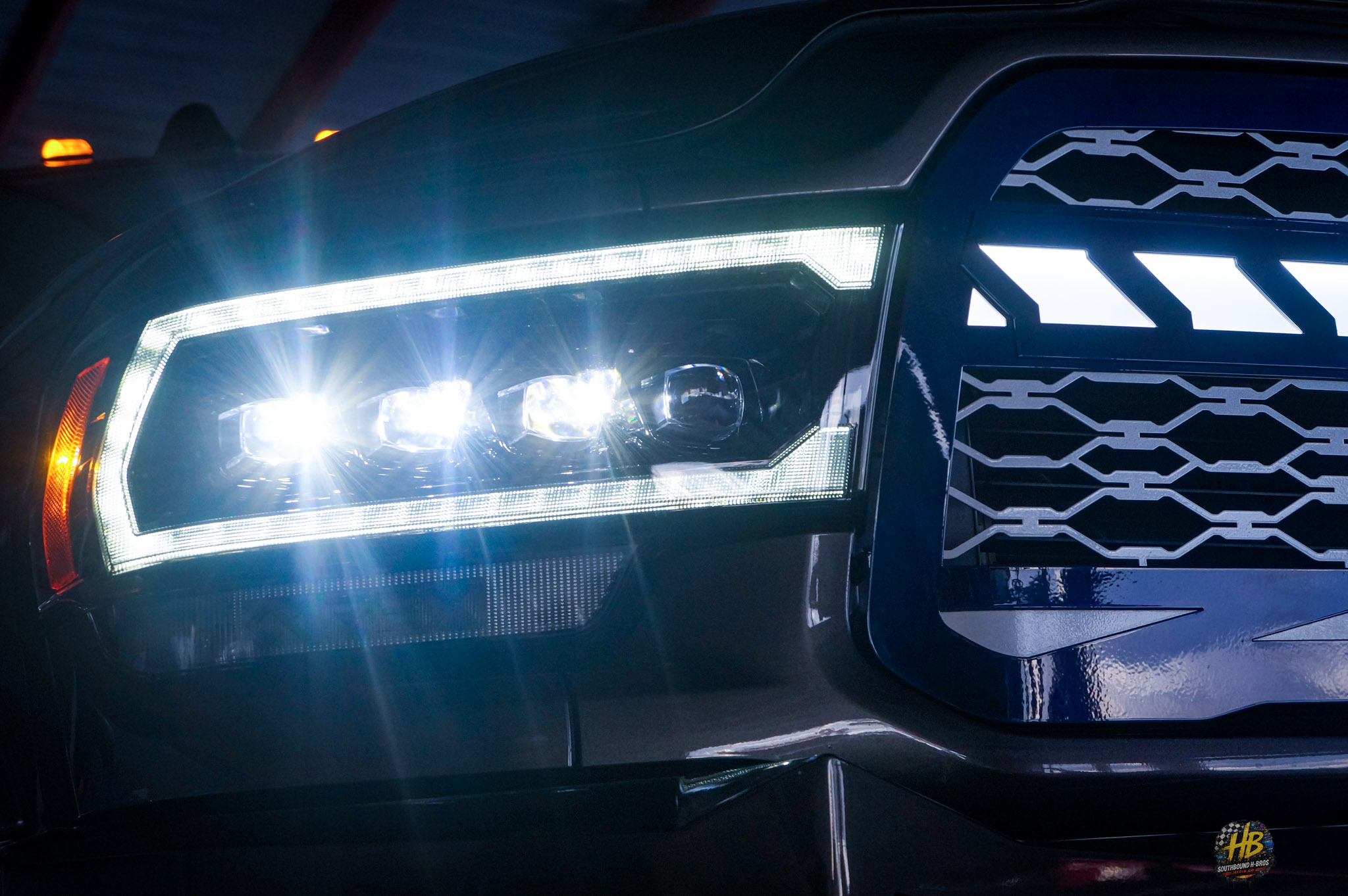 Truck headlight close-up